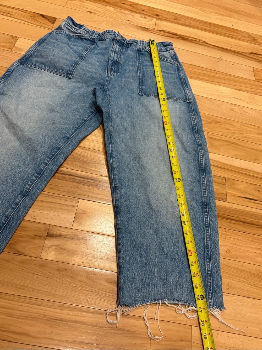 Madewell The Curvy Balloon Jean Denim Blue Raw Cut Hem Jeans Pants Women’s 31 - Picture 5 of 9